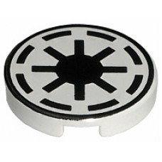 Part 4150ps6 White Tile, Round 2 x 2 with SW Republic Pattern